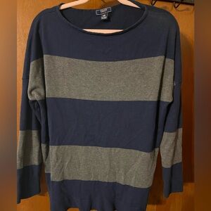 Chaps Women's Navy and Gray Striped Sweater
